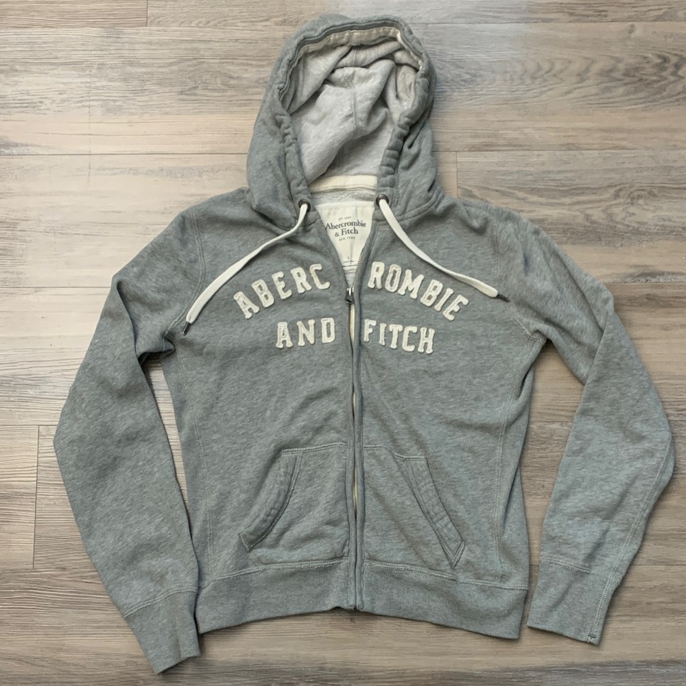 Y2K Abercrombie & Fitch Spell Out Gray Zip-Up Jacket